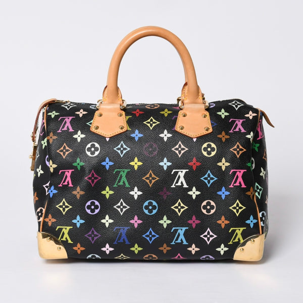 Very Good Condition LOUIS VUITTON Speedy 30 Handbag M92642 Monogram Multicolor Black Gold Hardware Takashi Murakami Used 4a000563