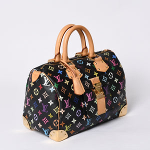 Very Good Condition LOUIS VUITTON Speedy 30 Handbag M92642 Monogram Multicolor Black Gold Hardware Takashi Murakami Used 4a000563