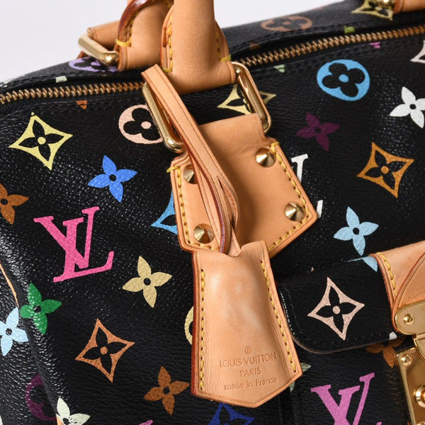 Very Good Condition LOUIS VUITTON Speedy 30 Handbag M92642 Monogram Multicolor Black Gold Hardware Takashi Murakami Used 4a000563