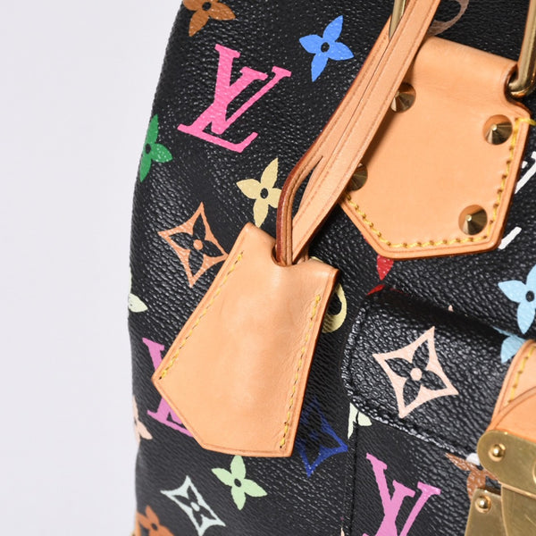 Very Good Condition LOUIS VUITTON Speedy 30 Handbag M92642 Monogram Multicolor Black Gold Hardware Takashi Murakami Used 4a000563