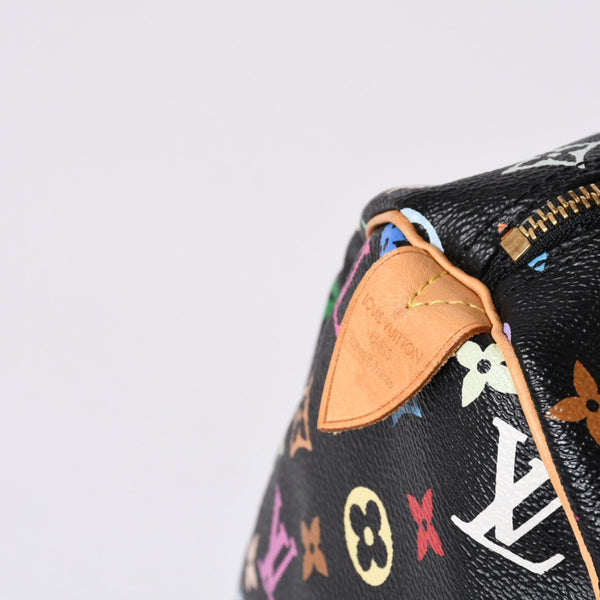 Very Good Condition LOUIS VUITTON Speedy 30 Handbag M92642 Monogram Multicolor Black Gold Hardware Takashi Murakami Used 4a000563