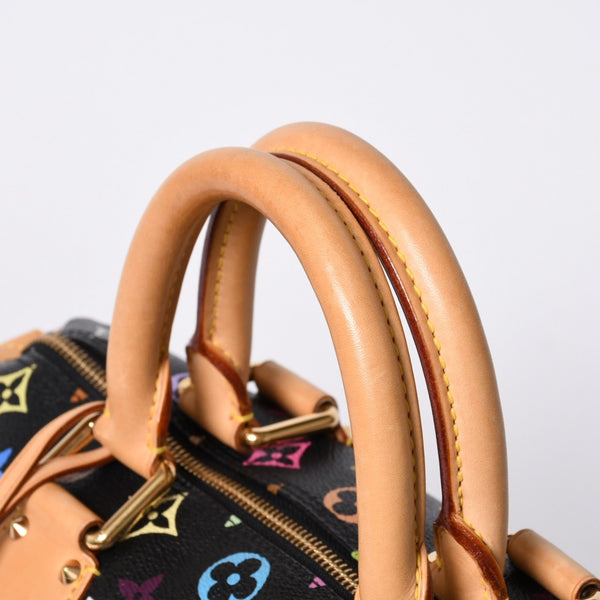 Very Good Condition LOUIS VUITTON Speedy 30 Handbag M92642 Monogram Multicolor Black Gold Hardware Takashi Murakami Used 4a000563