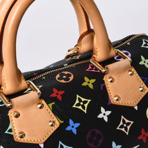 Very Good Condition LOUIS VUITTON Speedy 30 Handbag M92642 Monogram Multicolor Black Gold Hardware Takashi Murakami Used 4a000563