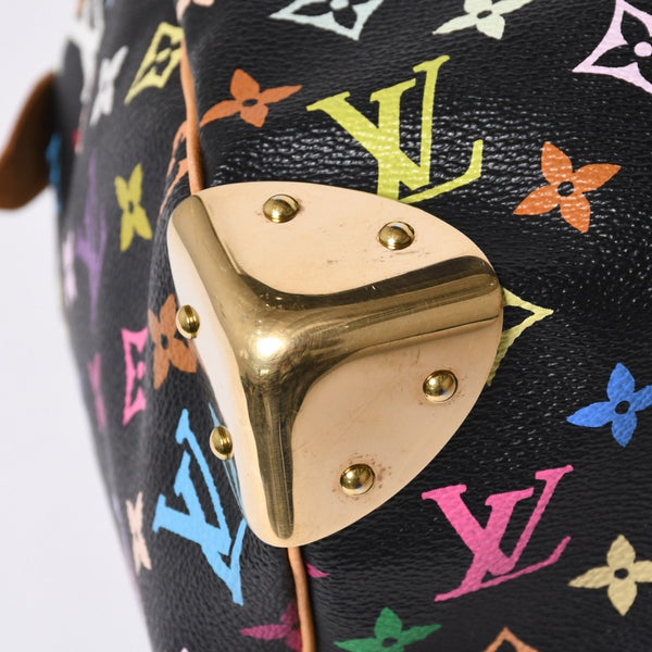 Very Good Condition LOUIS VUITTON Speedy 30 Handbag M92642 Monogram Multicolor Black Gold Hardware Takashi Murakami Used 4a000563
