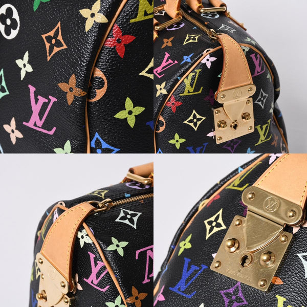 Very Good Condition LOUIS VUITTON Speedy 30 Handbag M92642 Monogram Multicolor Black Gold Hardware Takashi Murakami Used 4a000563
