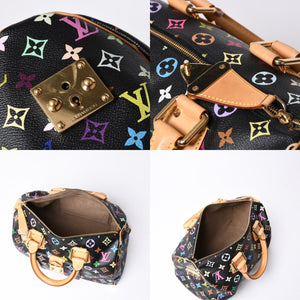 Very Good Condition LOUIS VUITTON Speedy 30 Handbag M92642 Monogram Multicolor Black Gold Hardware Takashi Murakami Used 4a000563