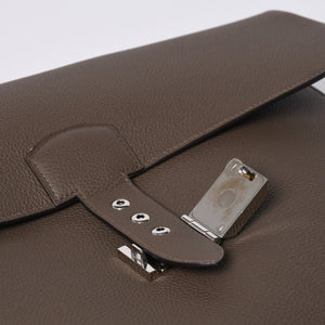 Like new HERMES Handbag Sac Adepeche 41 Taupe Leather Togo Silver Hardware T Stamp Used 4a000578