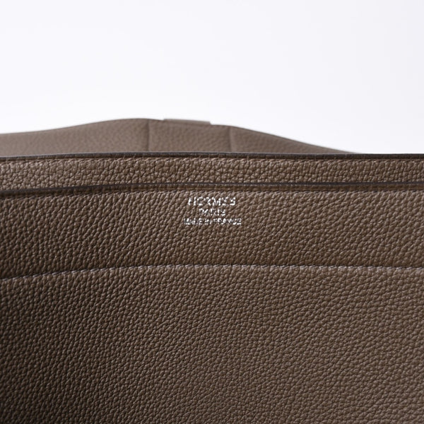 Like new HERMES Handbag Sac Adepeche 41 Taupe Leather Togo Silver Hardware T Stamp Used 4a000578