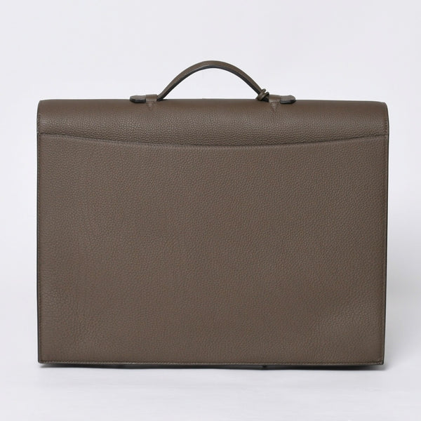Like new HERMES Handbag Sac Adepeche 41 Taupe Leather Togo Silver Hardware T Stamp Used 4a000578