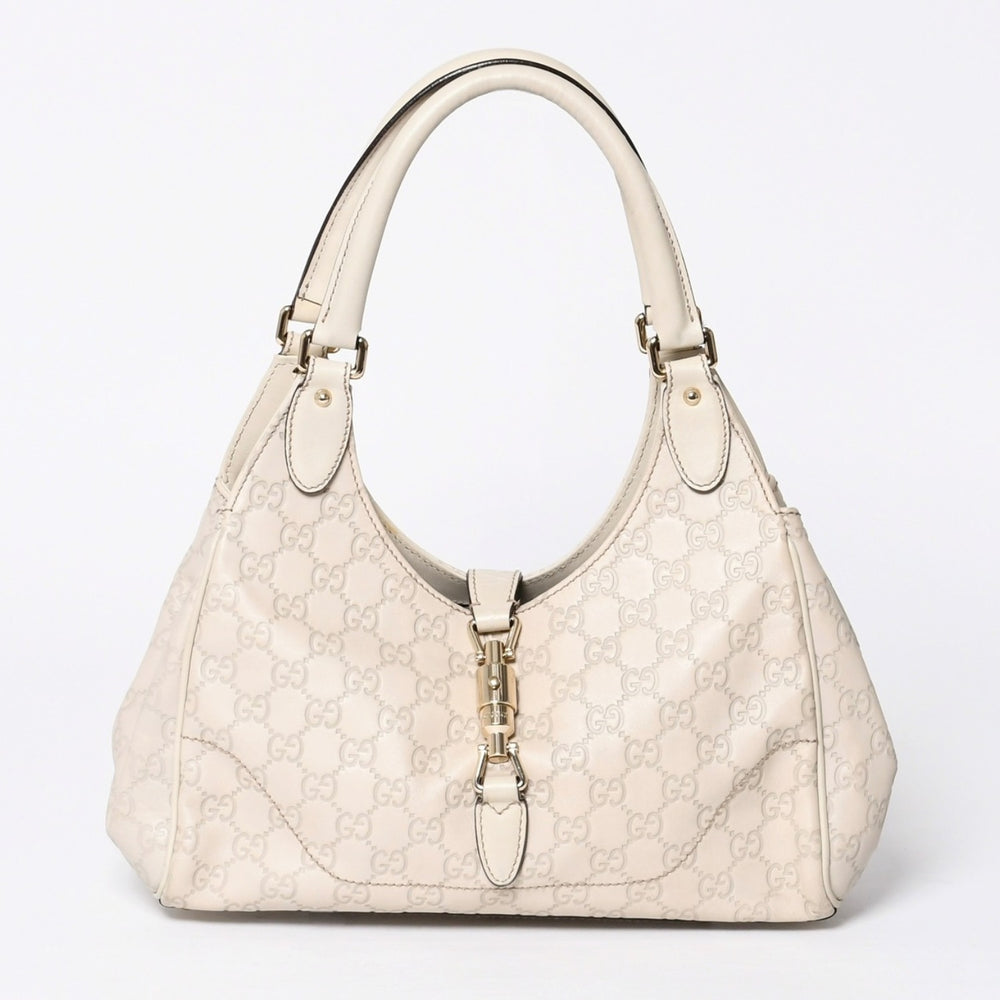 GUUCI グッチ One Shoulder Bag ワンショルダーバッグ 145819 ホワイトカラー グッチシマ GGロゴ レザー 美品 中古 4a000414