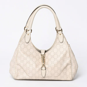 GUUCI Gucci One Shoulder Bag 145819 White Color Guccisima GG Logo Leather Good Condition Used 4a000414