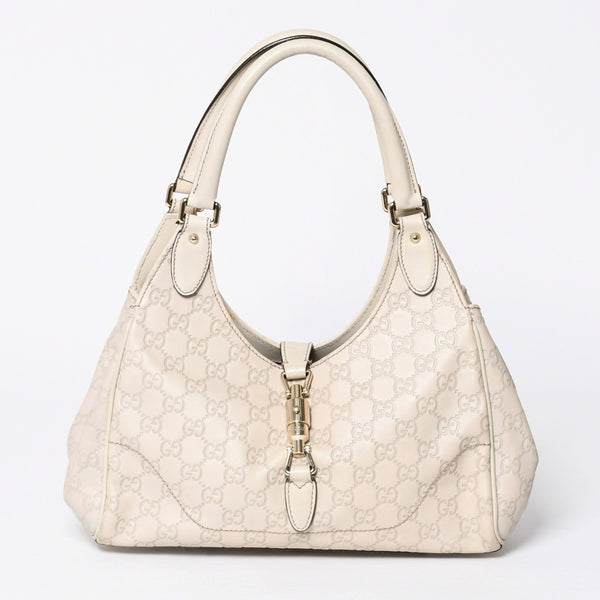 GUUCI Gucci One Shoulder Bag 145819 White Color Guccisima GG Logo Leather Good Condition Used 4a000414