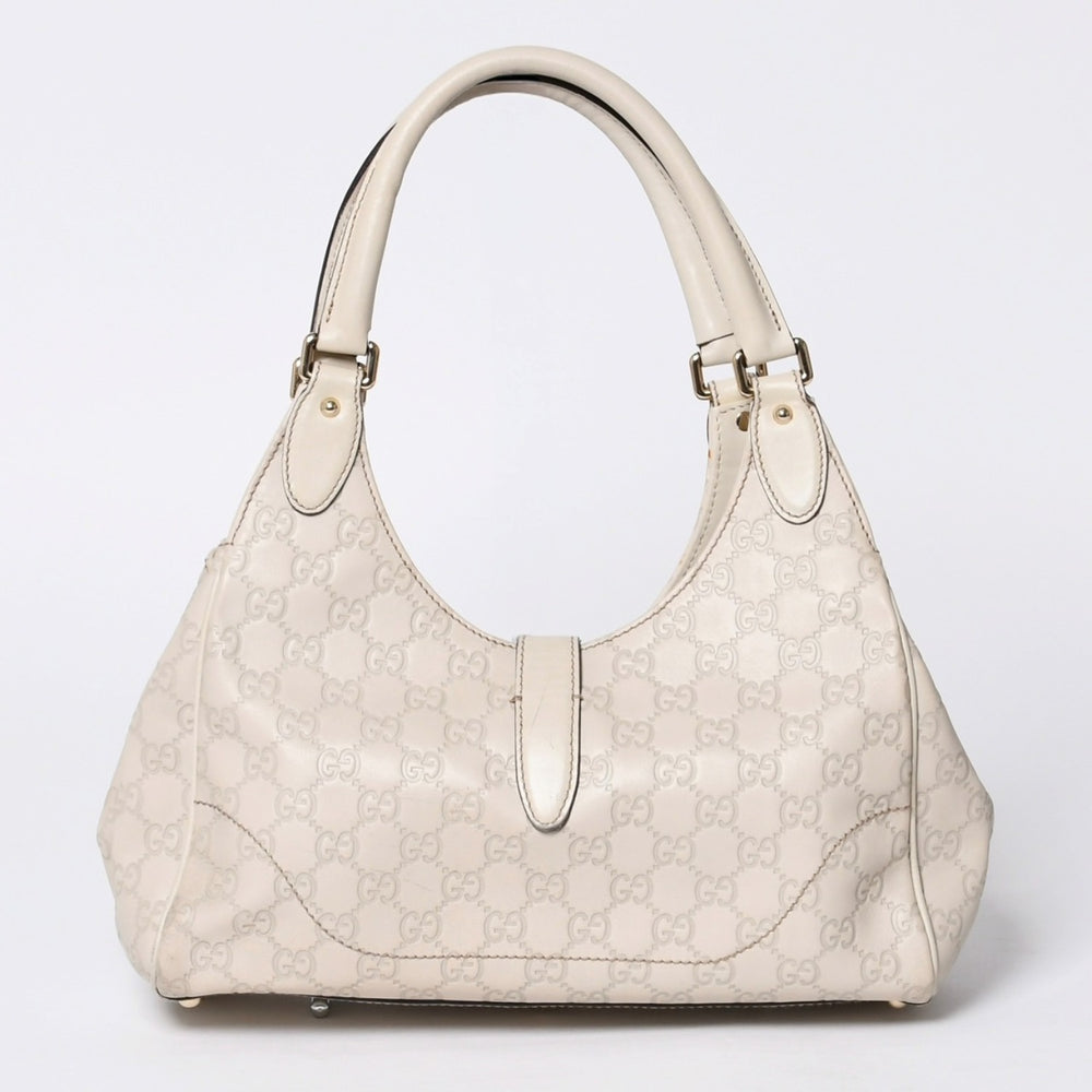 GUUCI グッチ One Shoulder Bag ワンショルダーバッグ 145819 ホワイトカラー グッチシマ GGロゴ レザー 美品 中古 4a000414