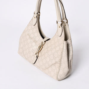 GUUCI Gucci One Shoulder Bag 145819 White Color Guccisima GG Logo Leather Good Condition Used 4a000414