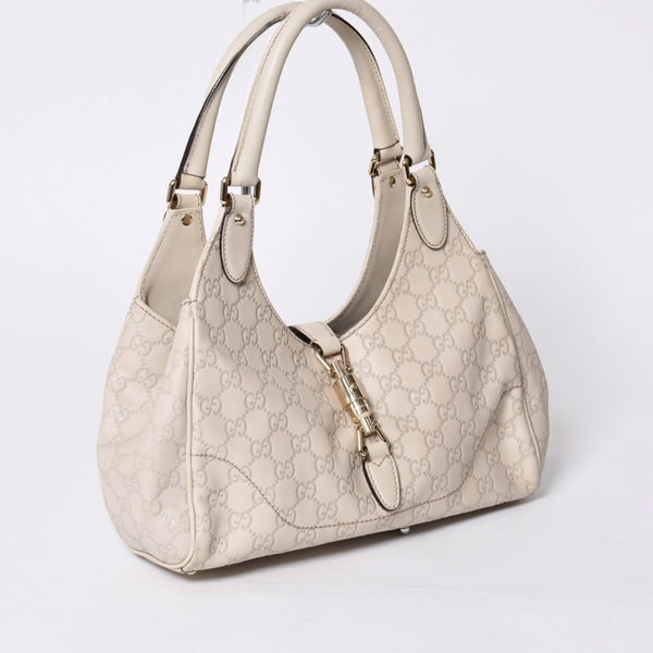 GUUCI Gucci One Shoulder Bag 145819 White Color Guccisima GG Logo Leather Good Condition Used 4a000414