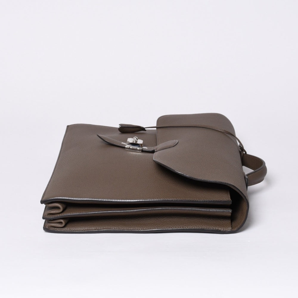 新品同様 HERMES エルメス ハンドバッグ サックアデペッシュ41 トープ レザー トゴ シルバー金具 T刻印 中古 4a000578