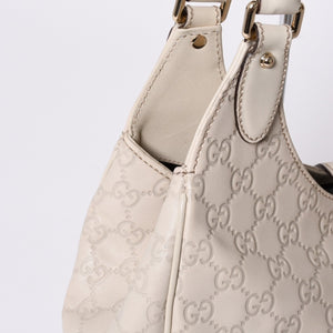 GUUCI Gucci One Shoulder Bag 145819 White Color Guccisima GG Logo Leather Good Condition Used 4a000414