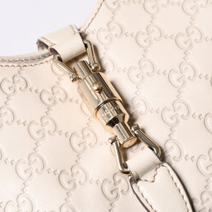 GUUCI Gucci One Shoulder Bag 145819 White Color Guccisima GG Logo Leather Good Condition Used 4a000414