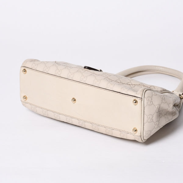 GUUCI Gucci One Shoulder Bag 145819 White Color Guccisima GG Logo Leather Good Condition Used 4a000414