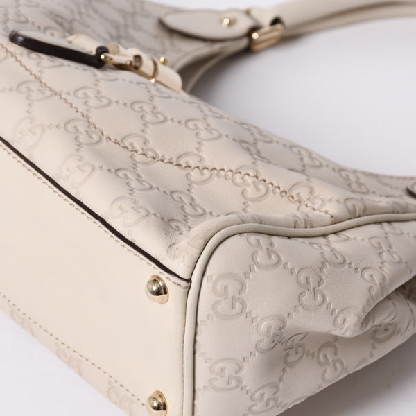 GUUCI Gucci One Shoulder Bag 145819 White Color Guccisima GG Logo Leather Good Condition Used 4a000414