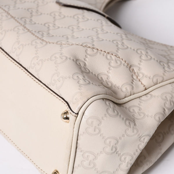 GUUCI Gucci One Shoulder Bag 145819 White Color Guccisima GG Logo Leather Good Condition Used 4a000414