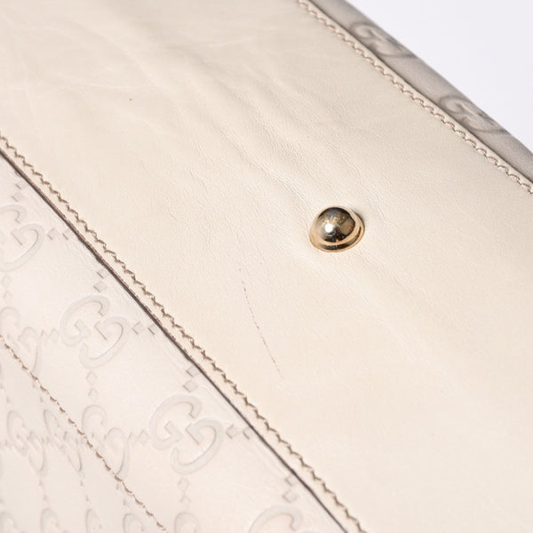 GUUCI Gucci One Shoulder Bag 145819 White Color Guccisima GG Logo Leather Good Condition Used 4a000414