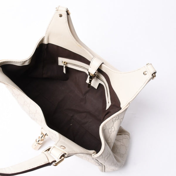 GUUCI Gucci One Shoulder Bag 145819 White Color Guccisima GG Logo Leather Good Condition Used 4a000414