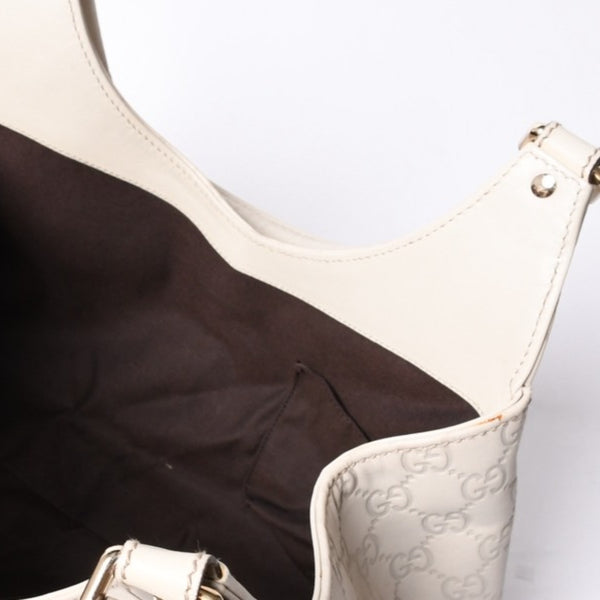 GUUCI Gucci One Shoulder Bag 145819 White Color Guccisima GG Logo Leather Good Condition Used 4a000414