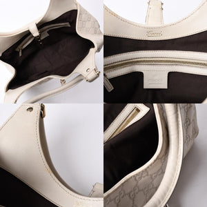 GUUCI Gucci One Shoulder Bag 145819 White Color Guccisima GG Logo Leather Good Condition Used 4a000414