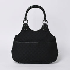 GUCCI グッチ ハンドバッグ 113369 002122 GGキャンバス レザー ブラック ゴールド金具 美品 中古 4a000179