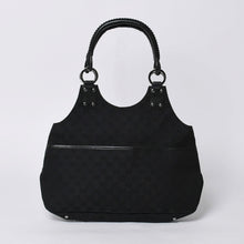 画像をギャラリービューアに読み込む, GUCCI グッチ ハンドバッグ 113369 002122 GGキャンバス レザー ブラック ゴールド金具 美品 中古 4a000179