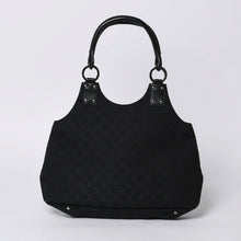 画像をギャラリービューアに読み込む, GUCCI グッチ ハンドバッグ 113369 002122 GGキャンバス レザー ブラック ゴールド金具 美品 中古 4a000179