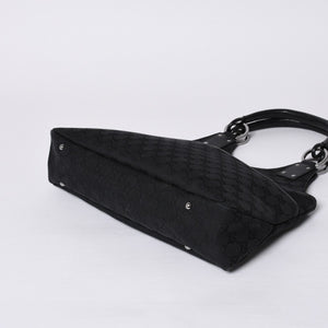 GUCCI グッチ ハンドバッグ 113369 002122 GGキャンバス レザー ブラック ゴールド金具 美品 中古 4a000179