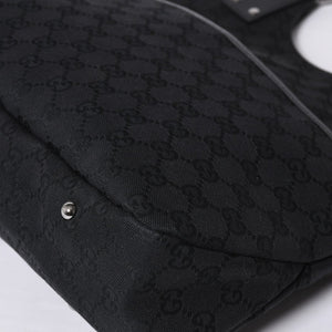 GUCCI グッチ ハンドバッグ 113369 002122 GGキャンバス レザー ブラック ゴールド金具 美品 中古 4a000179