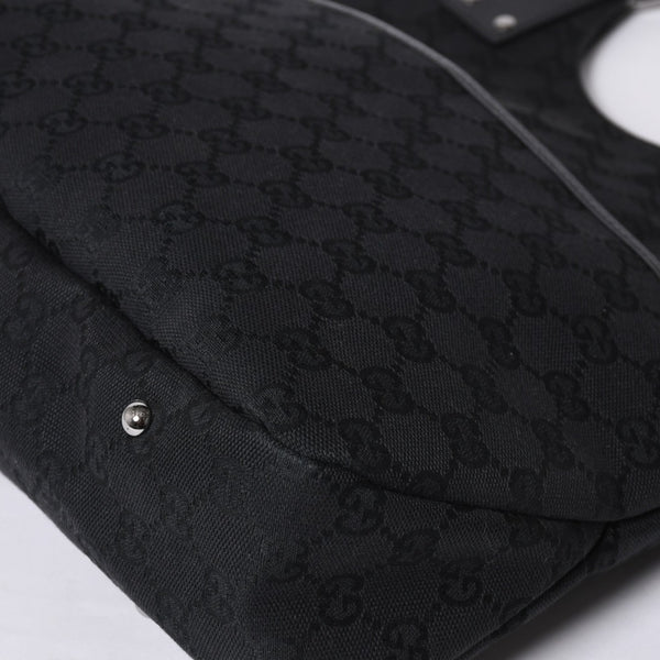 GUCCI グッチ ハンドバッグ 113369 002122 GGキャンバス レザー ブラック ゴールド金具 美品 中古 4a000179