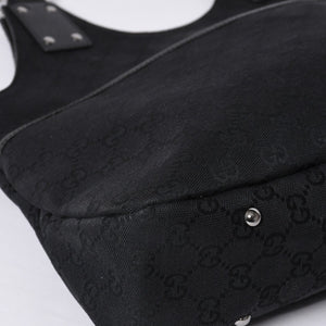 GUCCI グッチ ハンドバッグ 113369 002122 GGキャンバス レザー ブラック ゴールド金具 美品 中古 4a000179