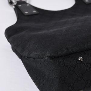 GUCCI グッチ ハンドバッグ 113369 002122 GGキャンバス レザー ブラック ゴールド金具 美品 中古 4a000179