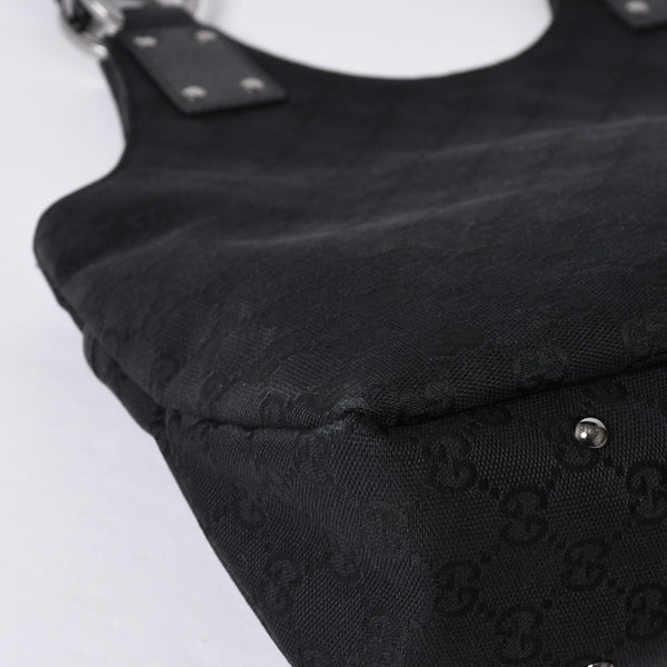 GUCCI グッチ ハンドバッグ 113369 002122 GGキャンバス レザー ブラック ゴールド金具 美品 中古 4a000179