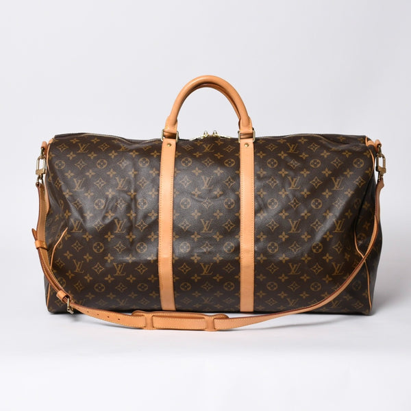 LOUIS VUITTON Keepall Bandouliere 60 Boston Bag M41412 Monogram PVC Tanned Leather Brown Good Condition Used 4a000588