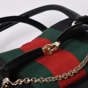 Very Good Condition GUCCI Gucci Horsebit Boston Handbag Sherry Line 131092 3444 GG Canvas Black Used 4a000081