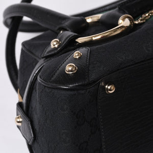 Very Good Condition GUCCI Gucci Horsebit Boston Handbag Sherry Line 131092 3444 GG Canvas Black Used 4a000081