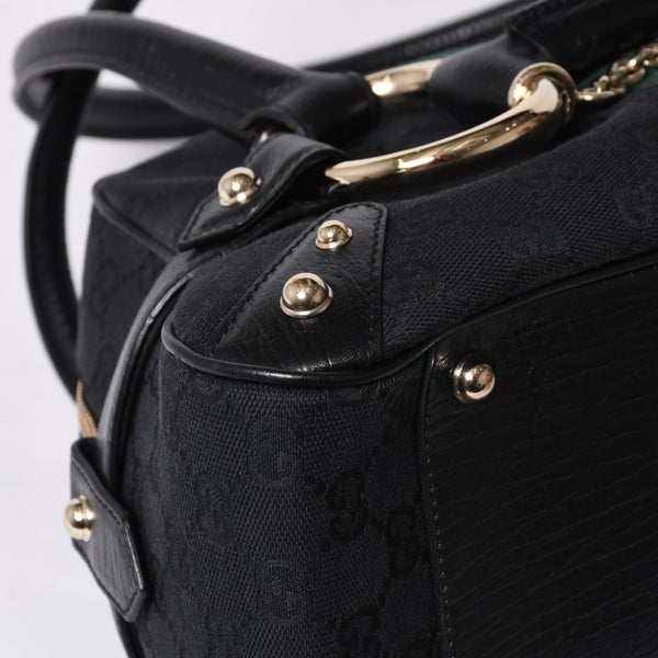 Very Good Condition GUCCI Gucci Horsebit Boston Handbag Sherry Line 131092 3444 GG Canvas Black Used 4a000081