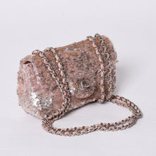 画像をギャラリービューアに読み込む, 極美品 CHANEL シャネル ミニマトラッセ16 Sフラップ Wチェーンショルダーバッグ 21番台 ココマーク スパンコール ピンク 中古 4a000389