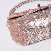 画像をギャラリービューアに読み込む, 極美品 CHANEL シャネル ミニマトラッセ16 Sフラップ Wチェーンショルダーバッグ 21番台 ココマーク スパンコール ピンク 中古 4a000389