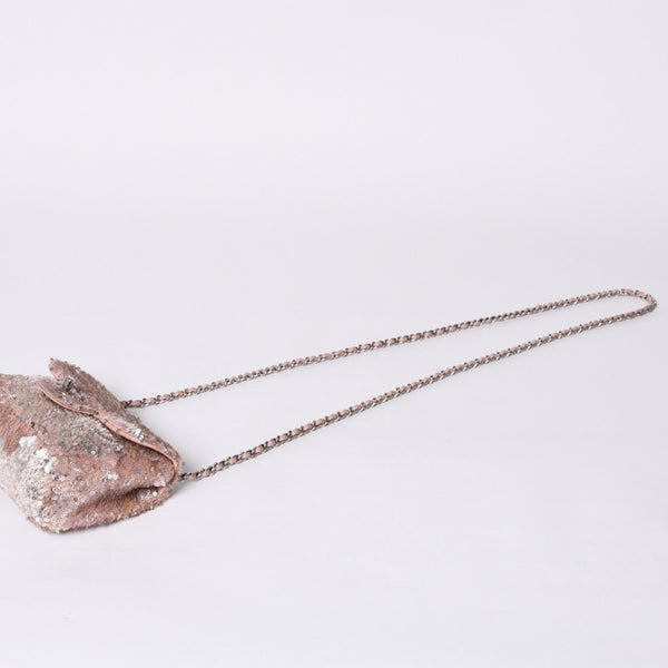 Very Good Condition CHANEL Mini Matelasse 16 S Flap W Chain Shoulder Bag No. 21 Coco Mark Sequin Pink Used 4a000389