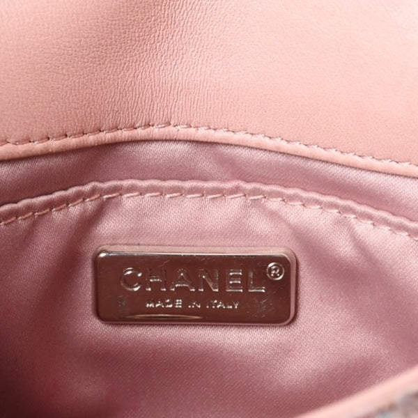 Very Good Condition CHANEL Mini Matelasse 16 S Flap W Chain Shoulder Bag No. 21 Coco Mark Sequin Pink Used 4a000389