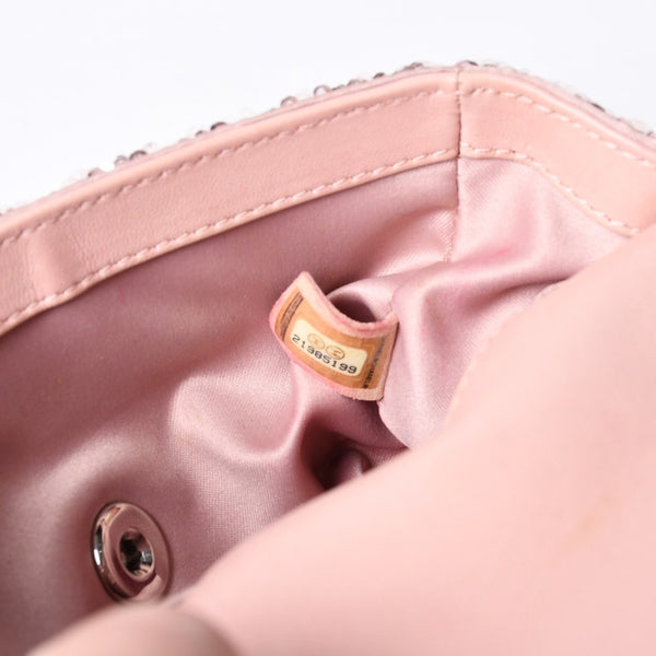 Very Good Condition CHANEL Mini Matelasse 16 S Flap W Chain Shoulder Bag No. 21 Coco Mark Sequin Pink Used 4a000389