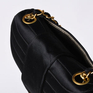 CHANEL シャネル マドモアゼル ミニチェーンショルダーバッグ 2番台 ココマーク サテン ブラック ゴールド金具 美品 中古 4a000510