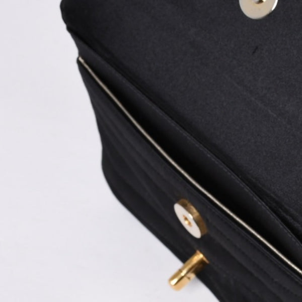 CHANEL シャネル マドモアゼル ミニチェーンショルダーバッグ 2番台 ココマーク サテン ブラック ゴールド金具 美品 中古 4a000510
