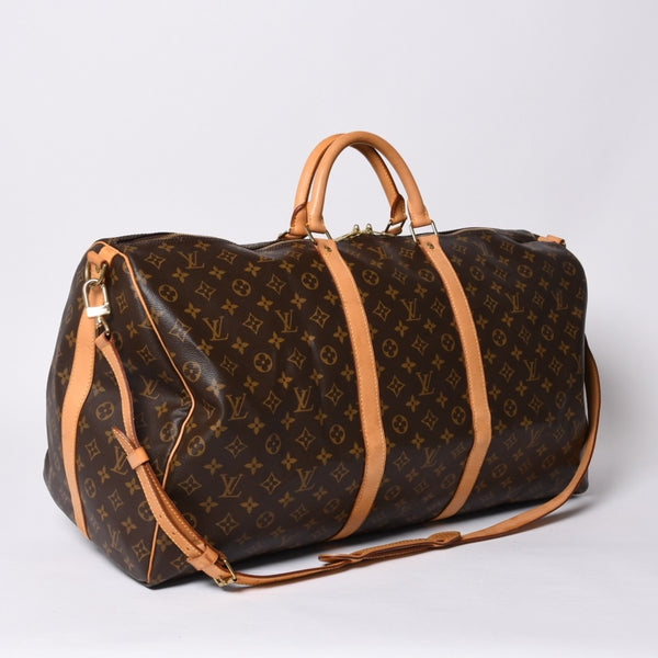 LOUIS VUITTON Keepall Bandouliere 60 Boston Bag M41412 Monogram PVC Tanned Leather Brown Good Condition Used 4a000588